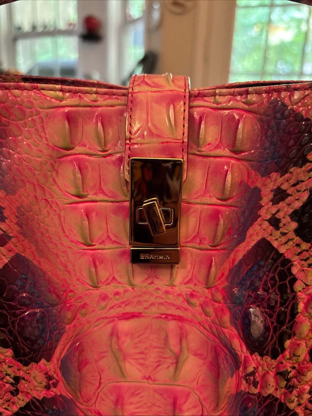 Brahmin Pink Cobra Shira Croc-Embossed Leather Shoulder Bag - Picture 10 of 10